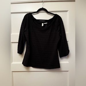 Anthropologie Meadow Rue Black Textured Boat Neck Top